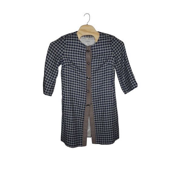 Ivo Nikkolo Blue Houndstooth EU 38 (US Medium) Jacket Coat w/ Jeweled Closure Sn - Picture 2 of 9